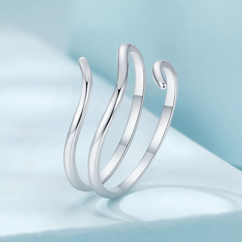 925 Sterling Silver Simple Multi-Layer Leaf Adjus… - image 4